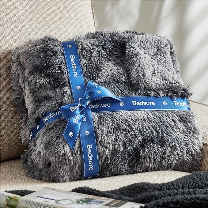 Sherpa Fleece Blanket - Ultra Soft, Cozy, Fuzzy Faux Fur Throw 50"x60