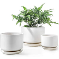 Load image into Gallery viewer, Ceramic Plant Pots, Pack of 3 Indoor/Outdoor Decor, White
