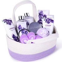 "Luxury Lavender Spa Gift Set - 11 Piece Bath Basket for Women