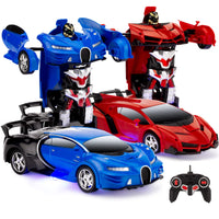Load image into Gallery viewer, Best Choice Products Set of 2 1/18 Scale RC Remote Control Transforming Robot Sports Car Toys w/ 1 Button Transformation

