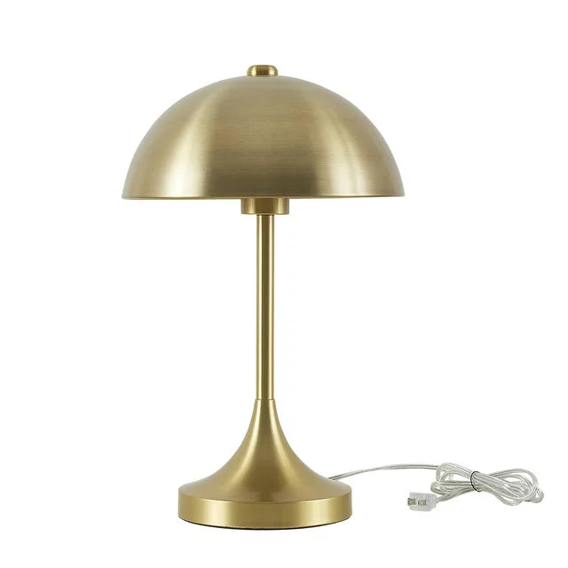 18" Modern Dome Touch On/Off Table Lamp, Brass & Black Finishes