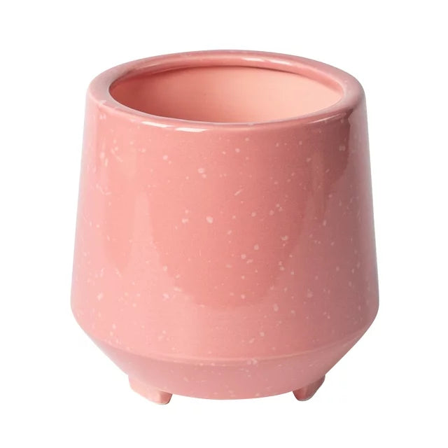 6" Keiran Ceramic Planter Pink Footed Design Drainage Plug