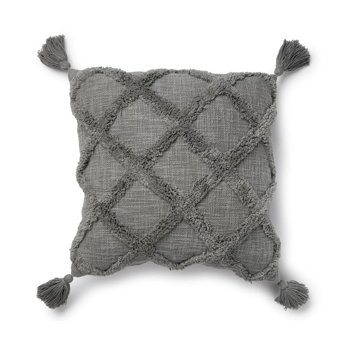 Tufted Trellis Decorative Pillow 20"x20" Grey