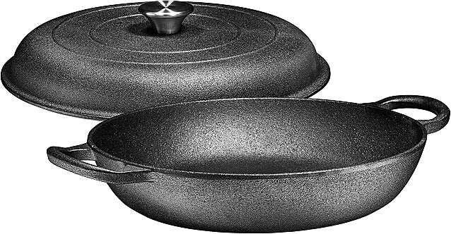 Heavy Duty Pre-Seasoned Cast Iron Casserole - Pan With Cover