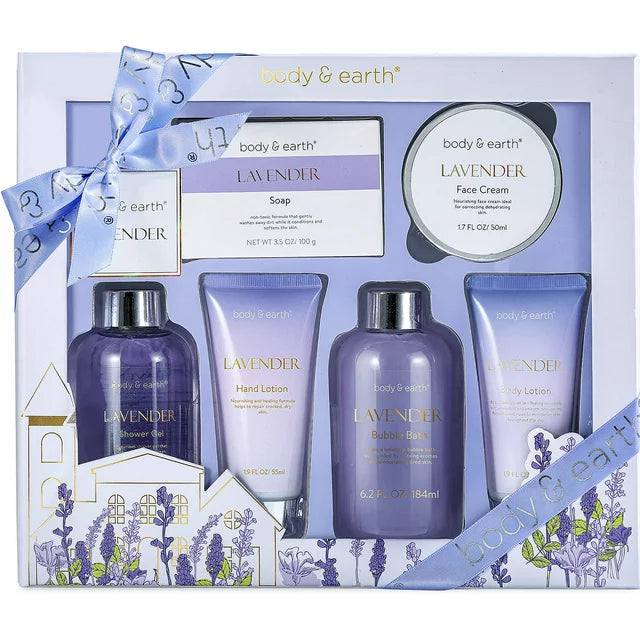 6-Piece Lavender Bath & Body Kit, Relaxation Gifts for Women