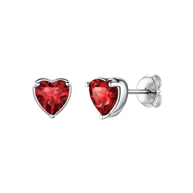 Heart Stud Earrings July Birthstone