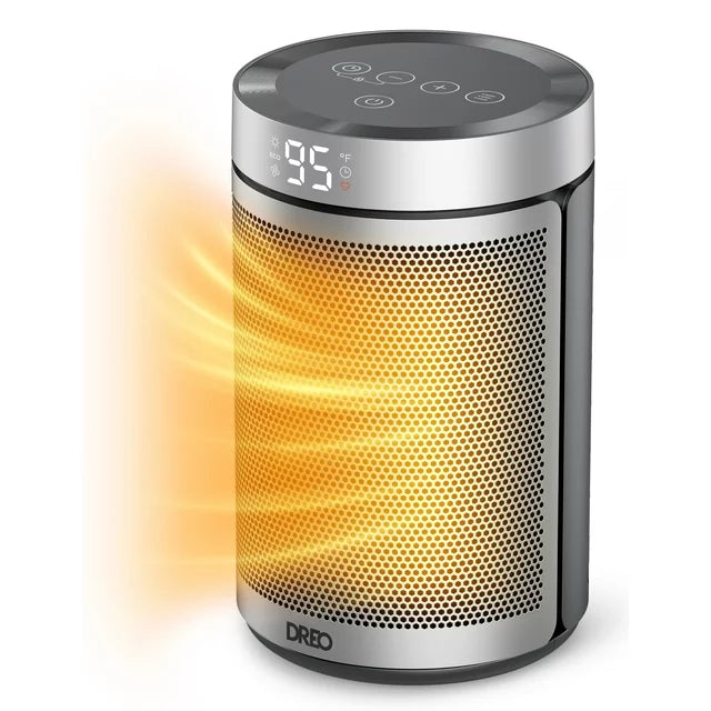 Portable Electric Space Heater 1500W with Timer, Thermostat, Eco Mode - Silver