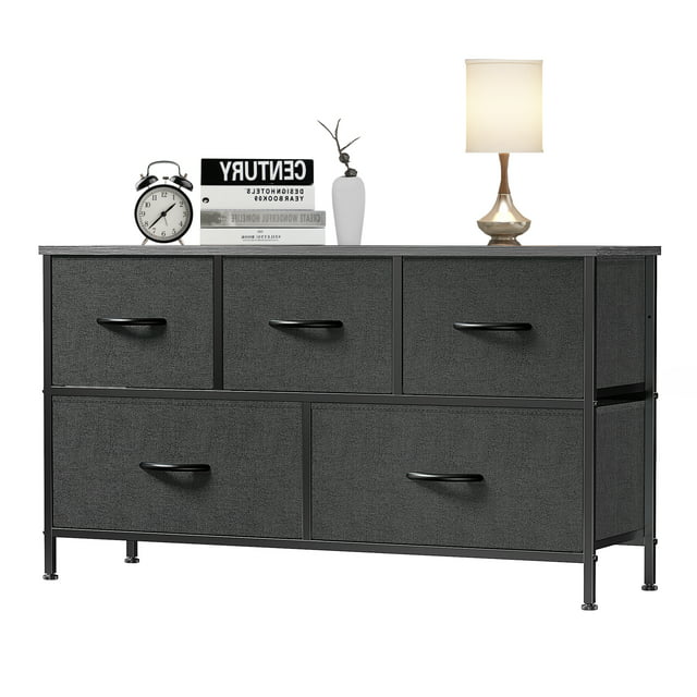 Versatile Fabric Dresser with Wood Top