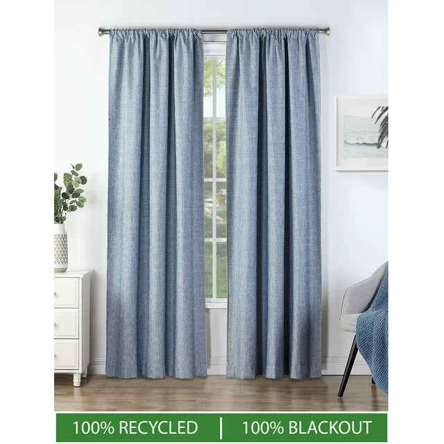 Textured Total Blackout Curtains 2 Pack Panel Set