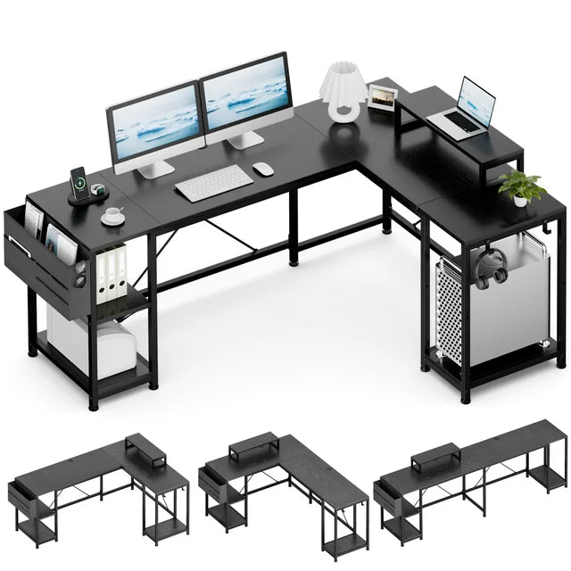 Adjustable L-Shaped Computer Desk