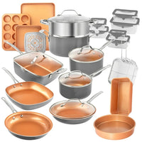 Load image into Gallery viewer, Gotham Steel 32 Pcs Cookware Set Bakeware and Food Storage Set Nonstick Pots and Pans Set Red
