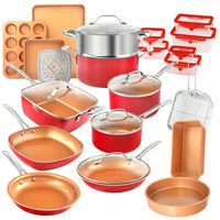 Load image into Gallery viewer, Gotham Steel 32 Pcs Cookware Set Bakeware and Food Storage Set Nonstick Pots and Pans Set Red

