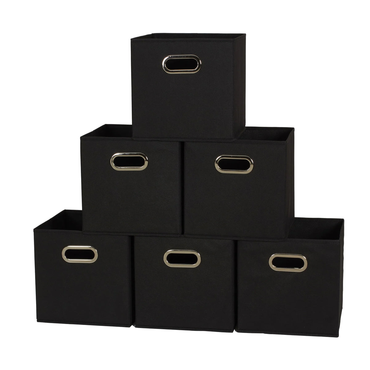 Space-Saving Black Fabric Storage Cubes Set of 6