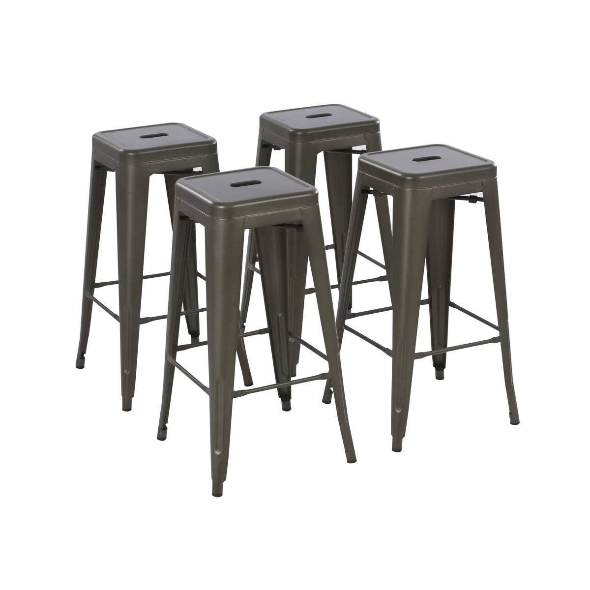 Modern Industrial Metal Barstool Set of 4, 30" Backless Stackable Kitchen & Bar Stools