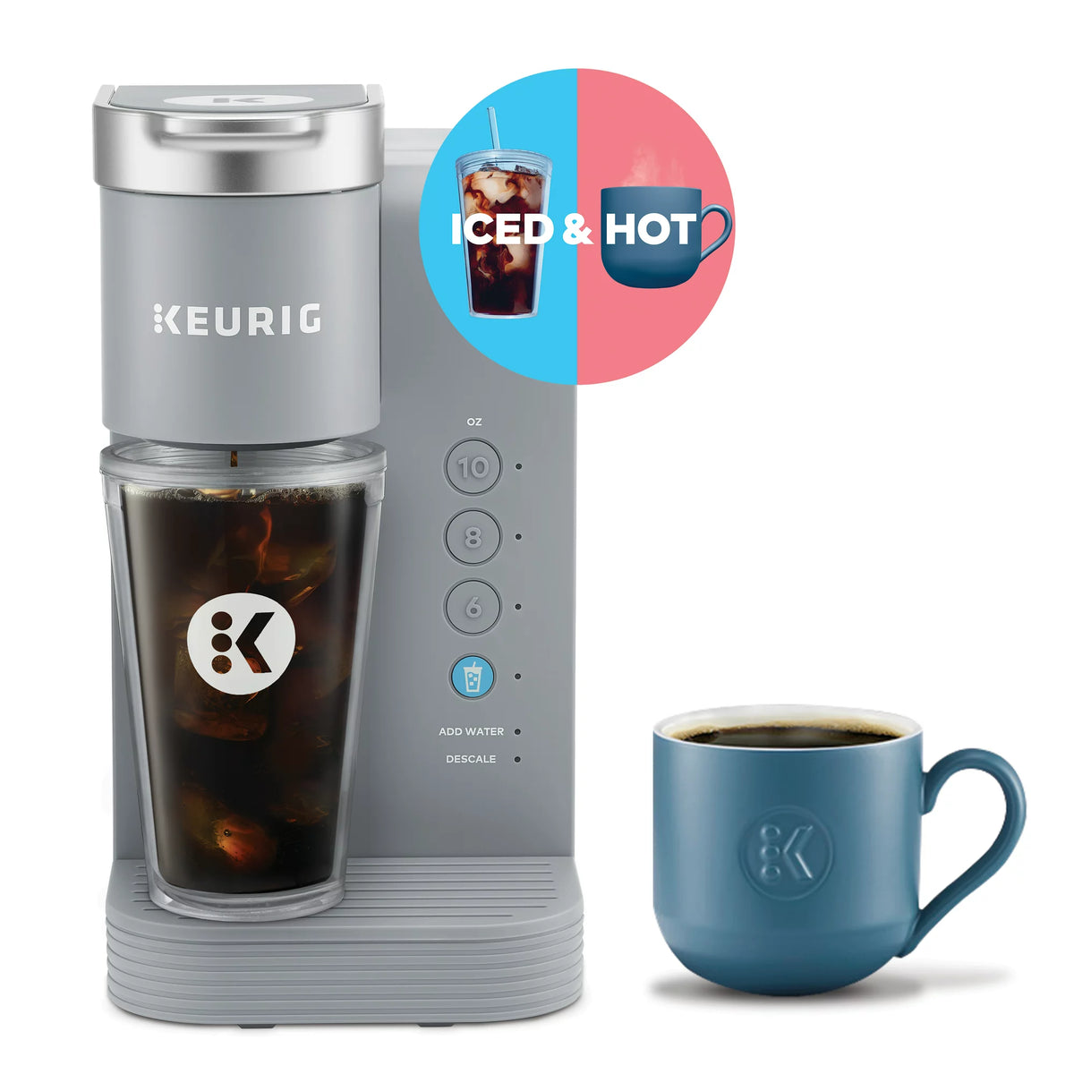 K-Iced Essentials Gray Coffee Maker + Iced Tumbler