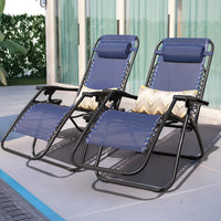 Load image into Gallery viewer, 2 Pack Blue Zero Gravity Patio Chairs
