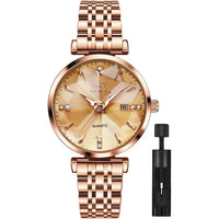 Load image into Gallery viewer, Women&#39;s Rose Gold Diamond Analog Quartz Watch
