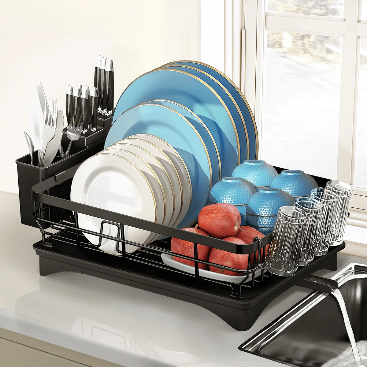Stainless Steel Dish Rack with Drainage System -