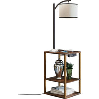 Load image into Gallery viewer, Floor Lamp with Table, USB Ports, and Shelves
