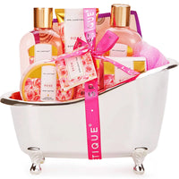 Load image into Gallery viewer, Spa Gift Baskets for Women - 9 Pcs Rose Bath Gift Kits, Holiday Beauty Body Care Gift Sets for Valentines Day
