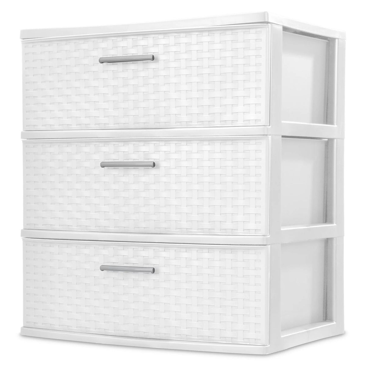 3 Drawer Wide Weave Tower, White