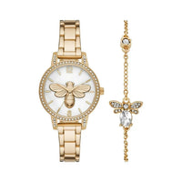 Load image into Gallery viewer, Women&#39;s Gold Bee Watch &amp; Bracelet Set - Timeless Elegance
