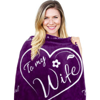 Load image into Gallery viewer, To My Wife Blanket  - Adult Christmas Gifts for Wife (Purple Throw, 65&quot; x 50&quot;)
