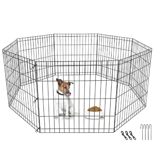 24'' Foldable Metal Exercised Dog Pet Playpen Fence Barrier - 8 Panels