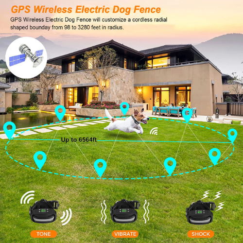 GPS Wireless Dog Fence Pet Waterproof Training Collars