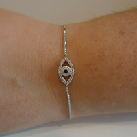 Load image into Gallery viewer, EVIL EYE 925 STERLING SILVER LARIAT BRACELET
