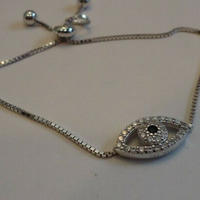 Load image into Gallery viewer, EVIL EYE 925 STERLING SILVER LARIAT BRACELET
