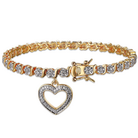 Load image into Gallery viewer, Ladies&#39; Tennis Bracelet with Accent Open Heart Charm
