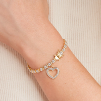 Load image into Gallery viewer, Ladies&#39; Tennis Bracelet with Accent Open Heart Charm
