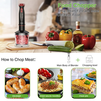 Load image into Gallery viewer, 12-Speed Multi-Function Handheld Stick Blender with Stainless Steel Blades for Immersion Blending
