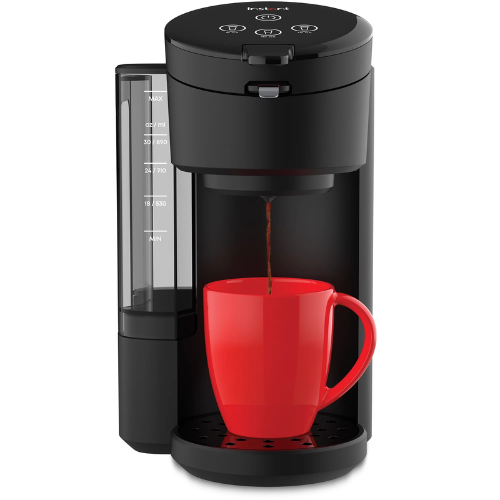 K-Cup pods and ground coffee can be used with the Instant Solo Café 2-in-1 Single Serve Coffee Maker.