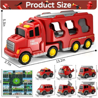 Load image into Gallery viewer, Fire Toys Car Toys for Toddlers Truck Friction Power Toy Car Fire Rescue Truck, Ladder Truck, Helicopter color Red
