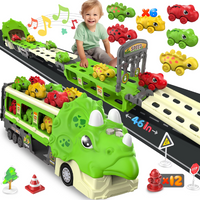 Load image into Gallery viewer, Construction truck toys, a playset with lights and sounds, and a 46-inch dinosaur car toy are perfect Christmas gifts and birthday gifts for boys and toddlers aged three to five
