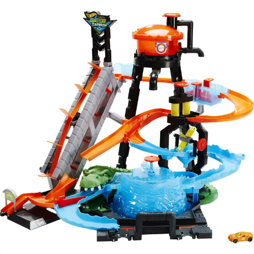 Hot Wheels Playset Ultimate Gator Car Wash with Color-Changing Toy Car