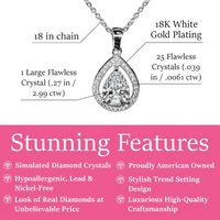 Load image into Gallery viewer, Isabel Pendant Necklace in 18k White Gold Plated Silver | Halo Teardrop Necklace with Solitaire Cubic Zirconia Crystal
