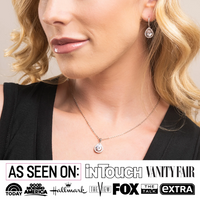 Load image into Gallery viewer, Isabel Pendant Necklace in 18k White Gold Plated Silver | Halo Teardrop Necklace with Solitaire Cubic Zirconia Crystal
