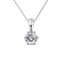 Load image into Gallery viewer, Birthstone necklaces with a 1 carat Swarovski crystal pendant plated in 18k white gold
