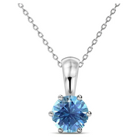 Load image into Gallery viewer, Birthstone necklaces with a 1 carat Swarovski crystal pendant plated in 18k white gold
