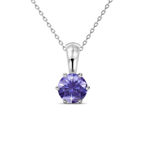Load image into Gallery viewer, Birthstone necklaces with a 1 carat Swarovski crystal pendant plated in 18k white gold
