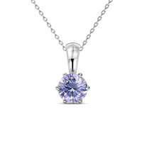 Load image into Gallery viewer, Birthstone necklaces with a 1 carat Swarovski crystal pendant plated in 18k white gold
