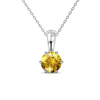 Load image into Gallery viewer, Birthstone necklaces with a 1 carat Swarovski crystal pendant plated in 18k white gold
