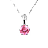 Load image into Gallery viewer, Birthstone necklaces with a 1 carat Swarovski crystal pendant plated in 18k white gold
