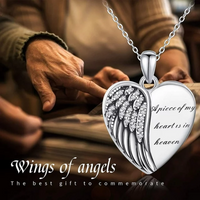 Load image into Gallery viewer, Angel Wings Locket Necklace 925 Sterling Silver Heart Locket Necklace
