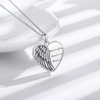 Load image into Gallery viewer, Angel Wings Locket Necklace 925 Sterling Silver Heart Locket Necklace
