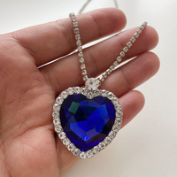 Load image into Gallery viewer, Blue crystal necklace with a premium velvet box for women from Titanic Heart of the Ocean

