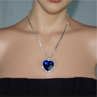 Load image into Gallery viewer, Blue crystal necklace with a premium velvet box for women from Titanic Heart of the Ocean
